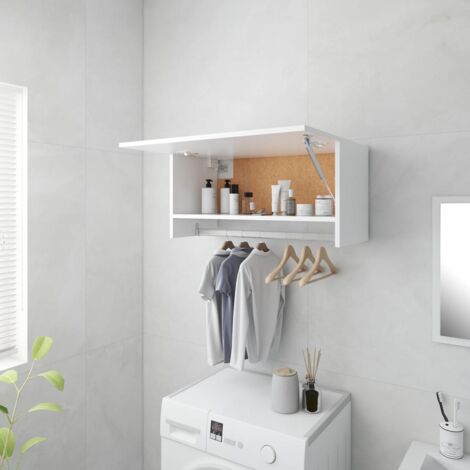 Vidaxl – Garde-robe blanche 70x32,5x35 cm – Bois d'ingénierie durable – Armoire avec barre à cintres – Solution de rangement élégante