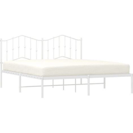Cadre de lit métal sans matelas et tête de lit blanc 180x200 cm vidaXL (1/5)