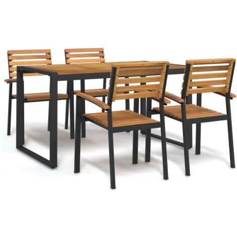Ensemble à manger de jardin 5 pcs bois d'acacia massif et métal vidaXL