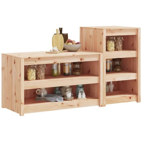 vidaXL Armoires de cuisine d'extérieur 2 pcs bois de pin massif