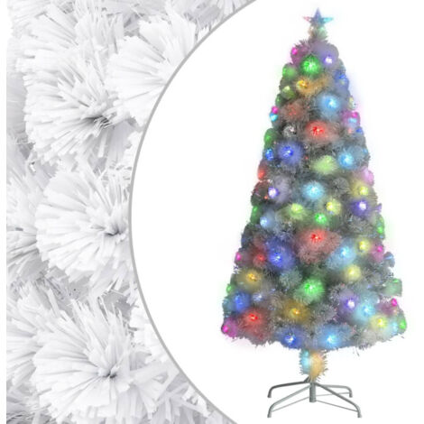 Arbre de Noël artificiel pré-éclairé blanc 120 cm fibre optique vidaXL