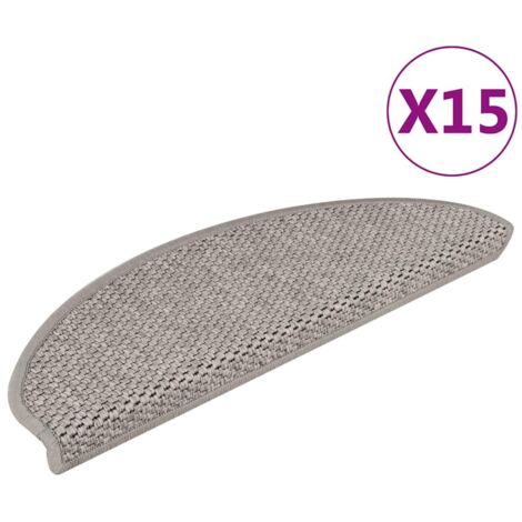 Vidaxl – Lot de 15 tapis d'escalier autocollants aspect sisal 65x21x4 cm – Tissu 89% polypropylène – Installation rapide avec bandes adhésives