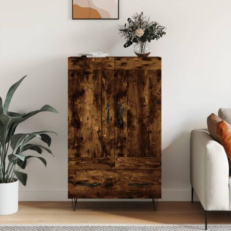 Buffet haut chêne fumé 69,5x31x115 cm bois d'ingénierie vidaXL