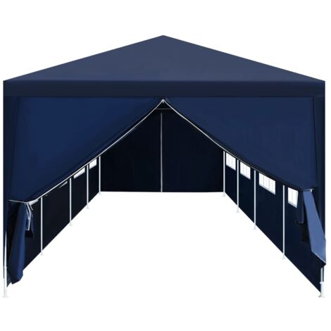 Vidaxl – Chapiteau de jardin 3x12 m bleu – Tissu polyéthylène 100 % résistant aux UV et à l'eau – Cadre acier durable – 8 panneaux latéraux amovibles