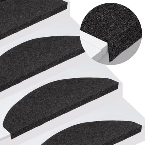 Tapis d'escalier autocollants 15 pcs 65x22,5x3,5 cm Noir vidaXL