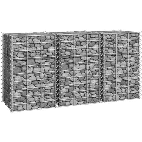 Lits surélevés en gabion 3 pcs 30x30x50 cm Fer vidaXL