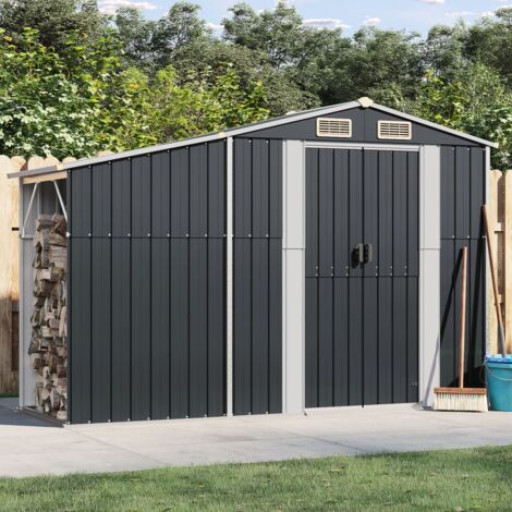 Vidaxl – Abri de jardin métal anthracite 277x93x179 cm – Acier galvanisé – Résistant à la corrosion – Support bois intégré – Montage facile (1/6)