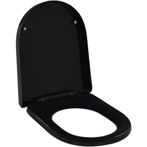 Vidaxl – Abattant WC à fermeture douce – Design à dégagement rapide – Polypropylène noir – Dimensions 45x35 cm – Fixation 110-170 mm