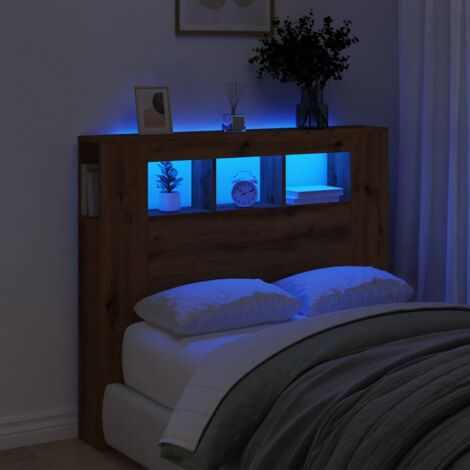 Vidaxl – Tête de lit à LED chêne artisanal 120x18,5x103,5 cm – Bois d'ingénierie résistant à l'humidité – Lumières LED RVB personnalisables – Excellent soutien dorsal