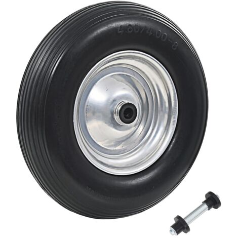 Vidaxl – Roue de brouette increvable 4.00-8 – Pneu en élastomère PU – Jante en métal – Capacité de charge 160 kg – Pour terrains irréguliers (1/6)