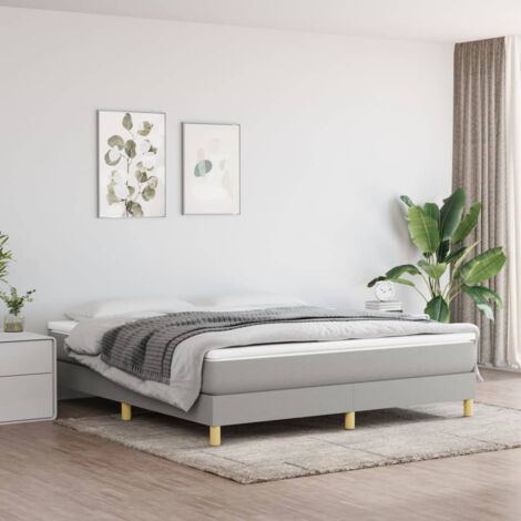Vidaxl – Cadre de lit à lattes gris clair 160x200 cm – Tissu polyester durable – Lattes en contreplaqué pour soutien optimal – Pieds robustes (1/5)