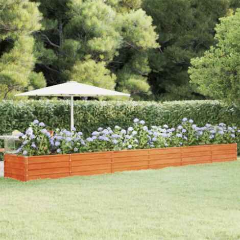 Vidaxl – Lit surélevé en acier corten 600x80x45 cm – Résistant aux intempéries – Fond ouvert pour drainage optimal – Couleur rouillée