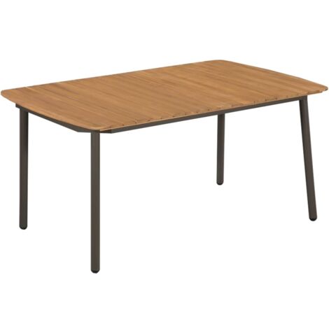 Vidaxl – Table de jardin en bois d'acacia massif 150 x 90 x 72 cm – Cadre en acier – Design à lattes – Facile à assembler