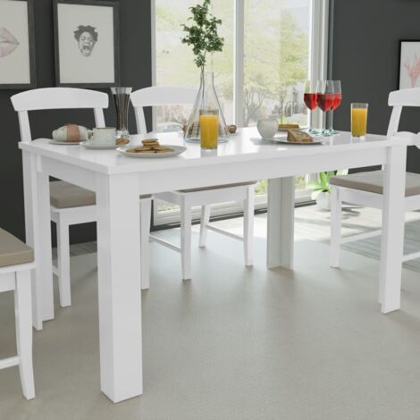 vidaXL Table à manger 140x80x75 cm blanc (1/5)