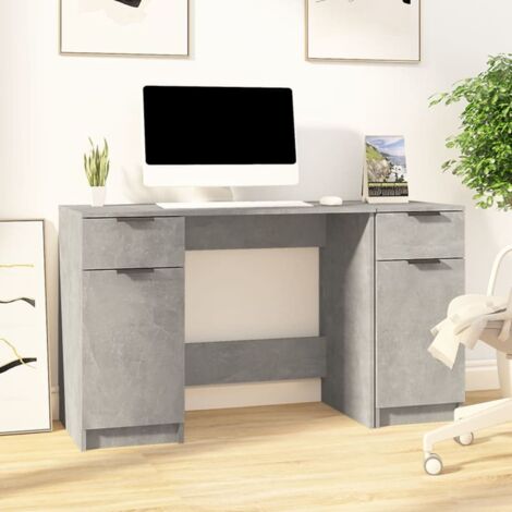 vidaXL Bureau avec armoire latérale Gris béton Bois d'ingénierie (1/5)