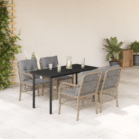 Ensemble à manger de jardin coussins 5 pcs mélange beige rotin vidaXL (1/5)
