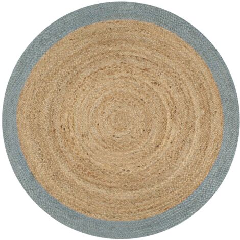Tapis fait à la main Jute avec bord vert olive 120 cm vidaXL