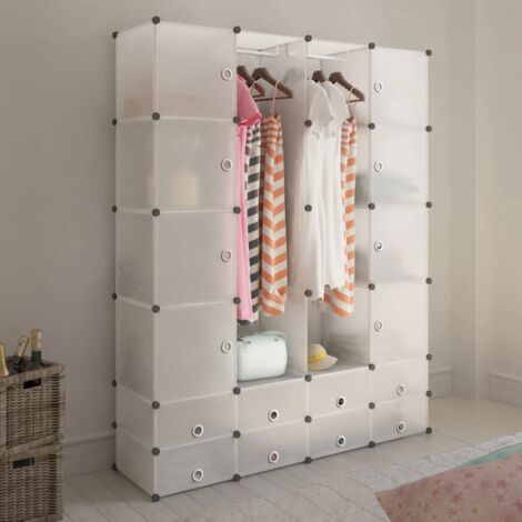 Cabinet modulable avec 18 compartiments blanc 37x146x180,5 cm vidaXL