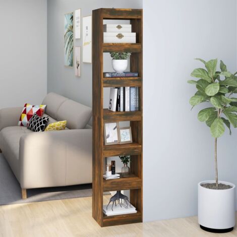 vidaXL Bibliothèque/Séparateur de pièce Chêne fumé 40x30x198 cm