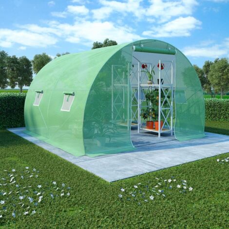 Vidaxl – Serre de jardin polycarbonate 6 m² – Dimensions 3 x 2 x 2 m – Tissu en maille PE 140 g/m² – Acier galvanisé – 4 fenêtres et 1 porte