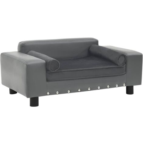 Vidaxl – Canapé pour chien gris 81x43x31 cm – Peluche douce et similicuir facile à nettoyer – Pour petits chiens et chats