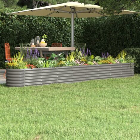 Vidaxl – Lit surélevé de jardin en acier enduit de poudre 332x40x36 cm – Résistant aux intempéries – Pour plantes, légumes et herbes
