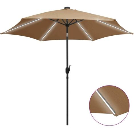 vidaXL Garden Parasol with LED Lights&Aluminium Pole 300 cm Taupe (1/5)