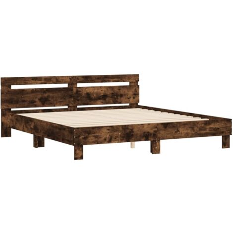 Cadre de lit sans matelas chêne fumé 160x200 cm vidaXL