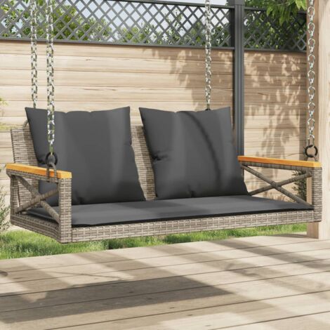 vidaXL Balancelle avec coussins gris 109x62x40 cm résine tressée (1/6)