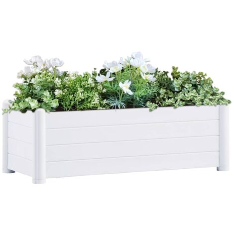 Vidaxl – Lit surélevé de jardin en polypropylène blanc 100x43x35 cm – Résistant aux UV et intempéries – Capacité 80 litres avec fond de drainage