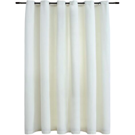 Rideau occultant avec anneaux en métal Velours Crème 290x245 cm vidaXL