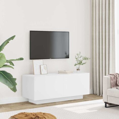 Vidaxl – Meuble TV blanc 100x35x40 cm en aggloméré – Construction robuste pour appareils multimédias – Facile à nettoyer avec chiffon humide