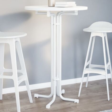 Table à manger blanc Ø70x110 cm bois d'ingénierie et acier vidaXL (1/5)