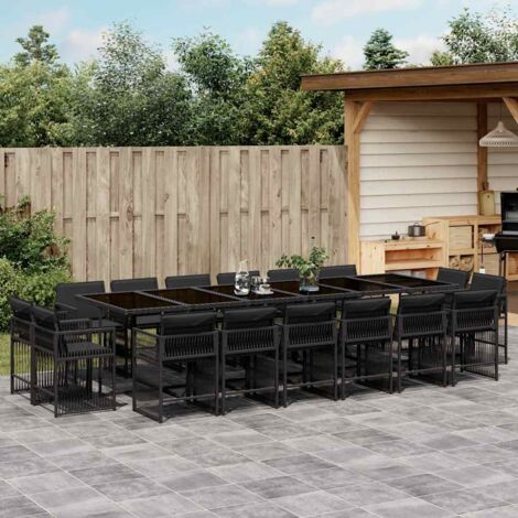Ensemble à manger de jardin 17 pcs coussins noir résine tressée vidaXL