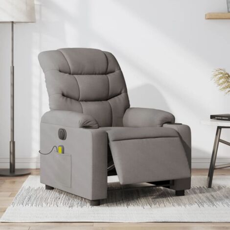 Fauteuil de massage inclinable électrique Taupe Tissu vidaXL