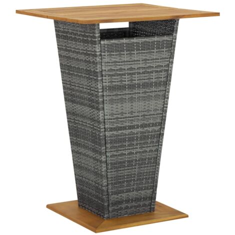 Table de bar Gris 80x80x110 cm Résine tressée et bois d'acacia vidaXL
