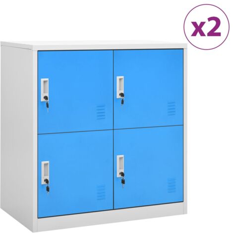 Armoires à casiers 2 pcs Gris clair et bleu 90x45x92,5 cm Acier vidaXL