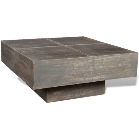 Vidaxl – Table basse carrée en bois de manguier massif marron foncé – Dimensions 68x68x30 cm – Aucune assemblage requis – Style rétro antique