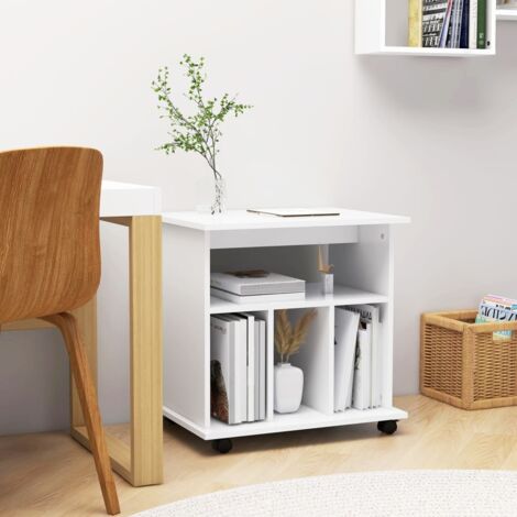 Vidaxl – Armoire à roulettes de rangement blanc 60x45x60 cm – Aggloméré durable – 4 roulettes dont 2 verrouillables – Idéale pour bureaux