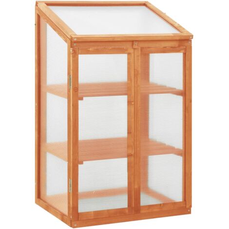 Vidaxl – Serre en bois de sapin 60x45x100 cm – Panneaux PC – 2 étagères – Fond ouvert pour protection plantes