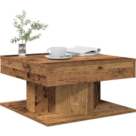 Vidaxl – Table basse fixe vieux bois 55x55x30 cm – Bois d'ingénierie durable – Grand espace de rangement – Facile à entretenir