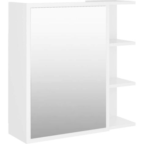Vidaxl – Armoire à miroir de salle de bain 62,5 x 20,5 x 64 cm – Bois d’ingénierie blanc – 5 compartiments pour rangement pratique – Installation murale