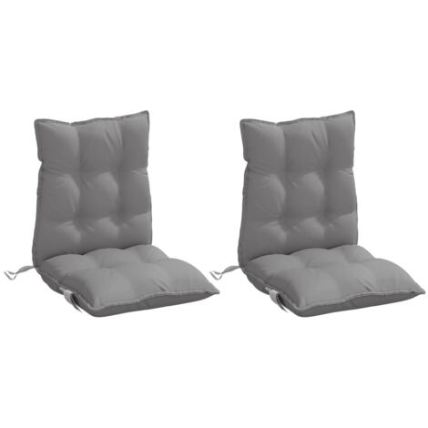 Coussins de chaise à dossier bas lot de 2 gris tissu oxford vidaXL