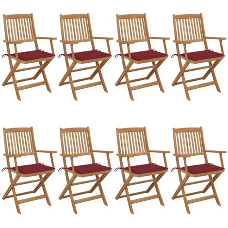 vidaXL Chaises pliables de jardin lot de 8 avec coussins Bois d'acacia