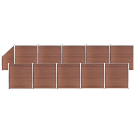 vidaXL Ensemble de clôture WPC 10 Carré + 1 Incliné 1830x186 cm Marron