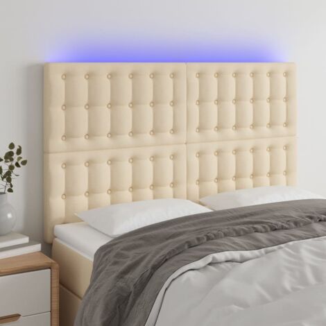 Tête de lit à LED Crème 144x5x118/128 cm Tissu vidaXL