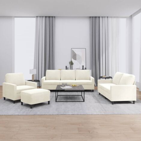 vidaXL Ensemble de canapés 4 pcs avec coussins Crème Velours