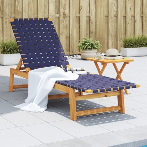Vidaxl – Chaise longue en bois d'acacia massif – Dossier inclinable 4 positions – Hauteur d'assise 30 cm – Tissu oléfine respirant