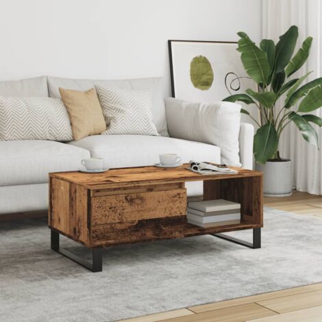 Vidaxl – Table basse fixe en bois d'ingénierie 90x50x36,5 cm – Dessus stable pour rangement – Capacité 60 kg – Facile à entretenir