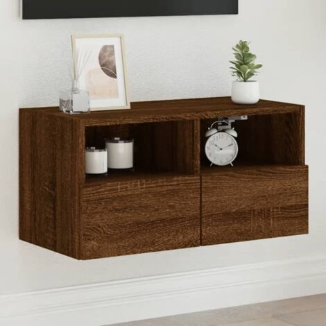 Meuble TV mural chêne marron 60x30x30 cm bois d'ingénierie vidaXL